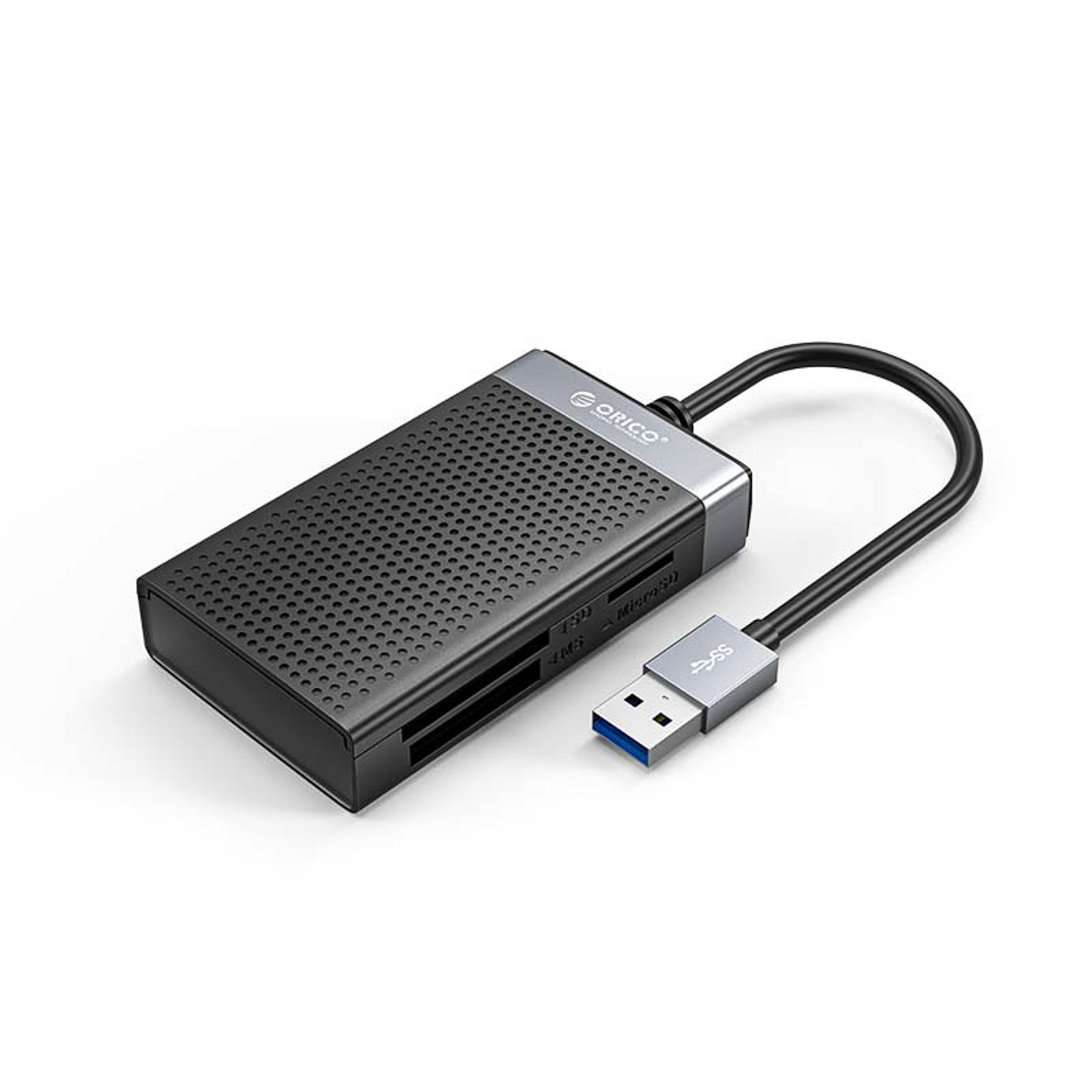 Orico CL4D-A3 mälukaardilugeja USB-A 3.0, SD/microSD/CF/MS, 5 Gbps – must ja hõbedane