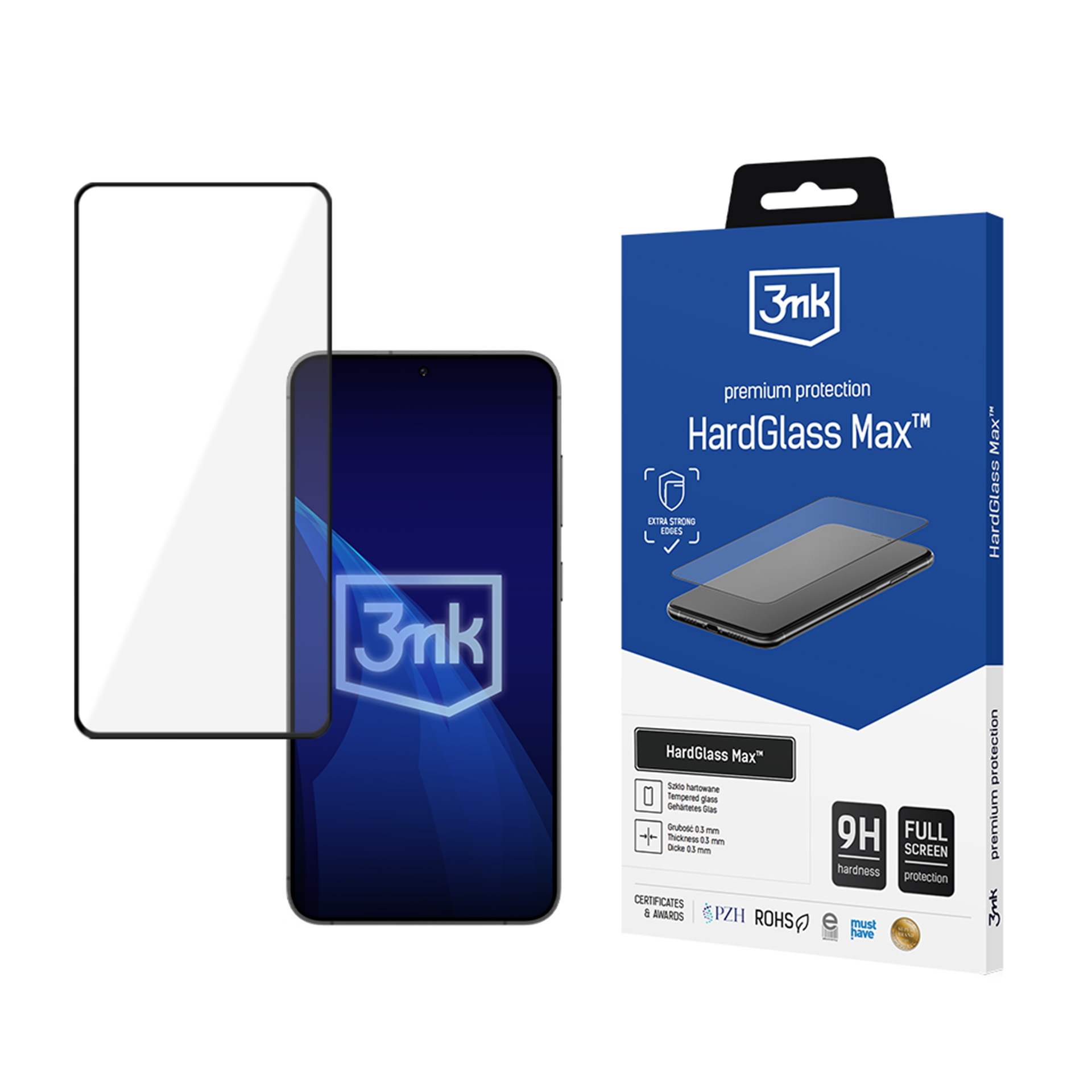 Tugevdatud täisekraani karastatud klaas 3mk HardGlass Max Black Samsung Galaxy S24+ jaoks