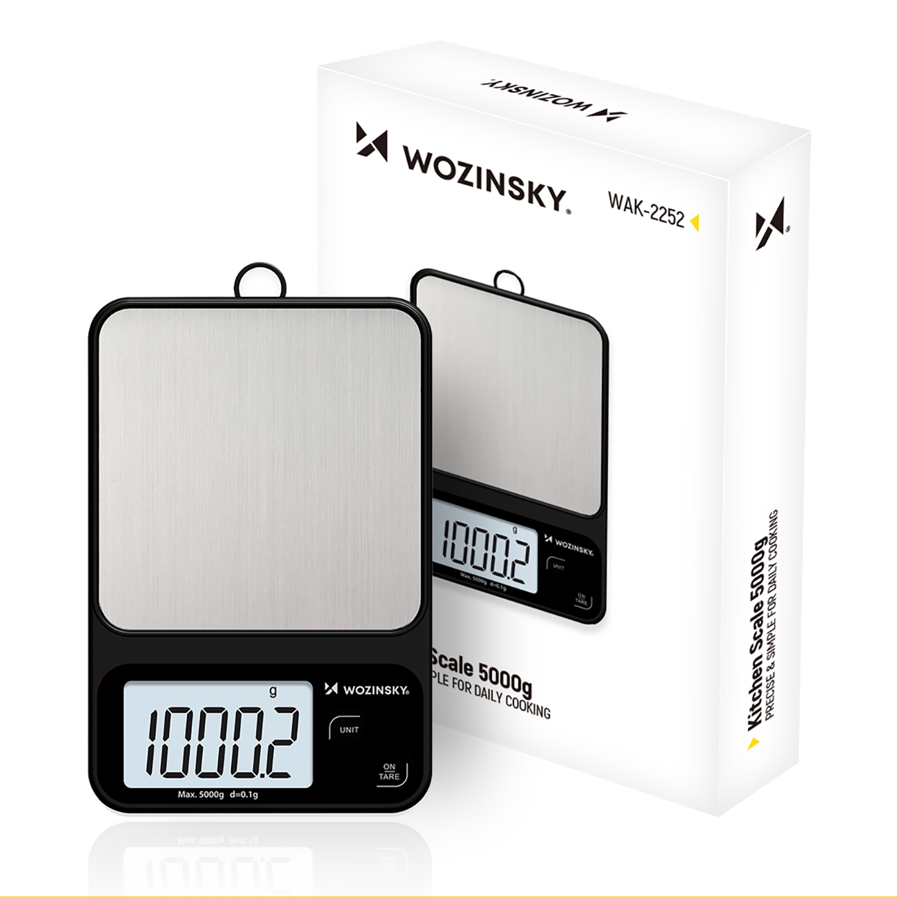 Wozinsky WAK-2252 köögikaal suure LCD-ekraaniga, kuni 5 kg – must