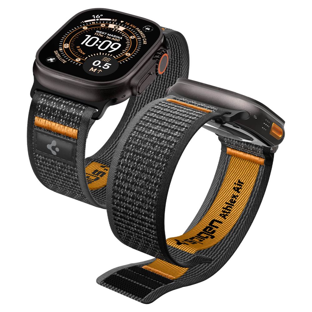 Spigen Athlex Air 2 rihm Apple Watch 8 / 9 / 10 / 11 / SE / Ultra (44 / 45 / 46 / 49 mm) must / oranž