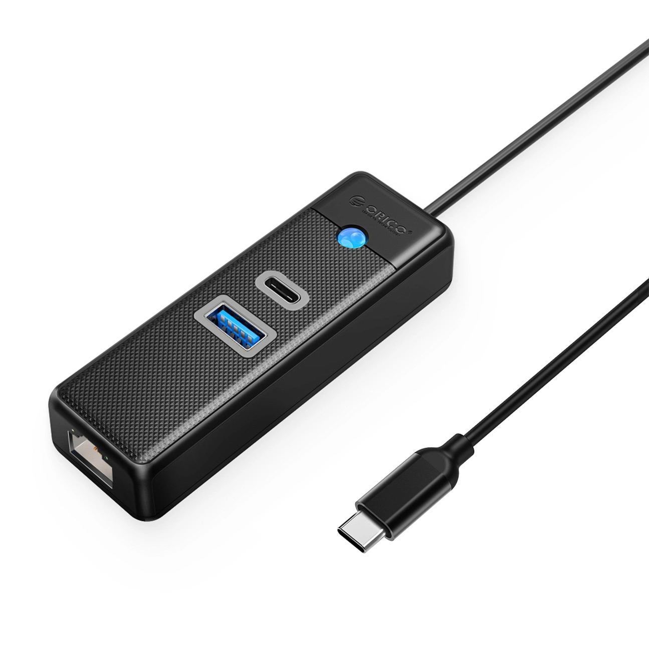 Orico PW3UR25-C3 3-port USB Hub 1x USB-A 3.0 1x USB-C 3.0 1x RJ45 2.5G Ethernet 0.5 m - Black