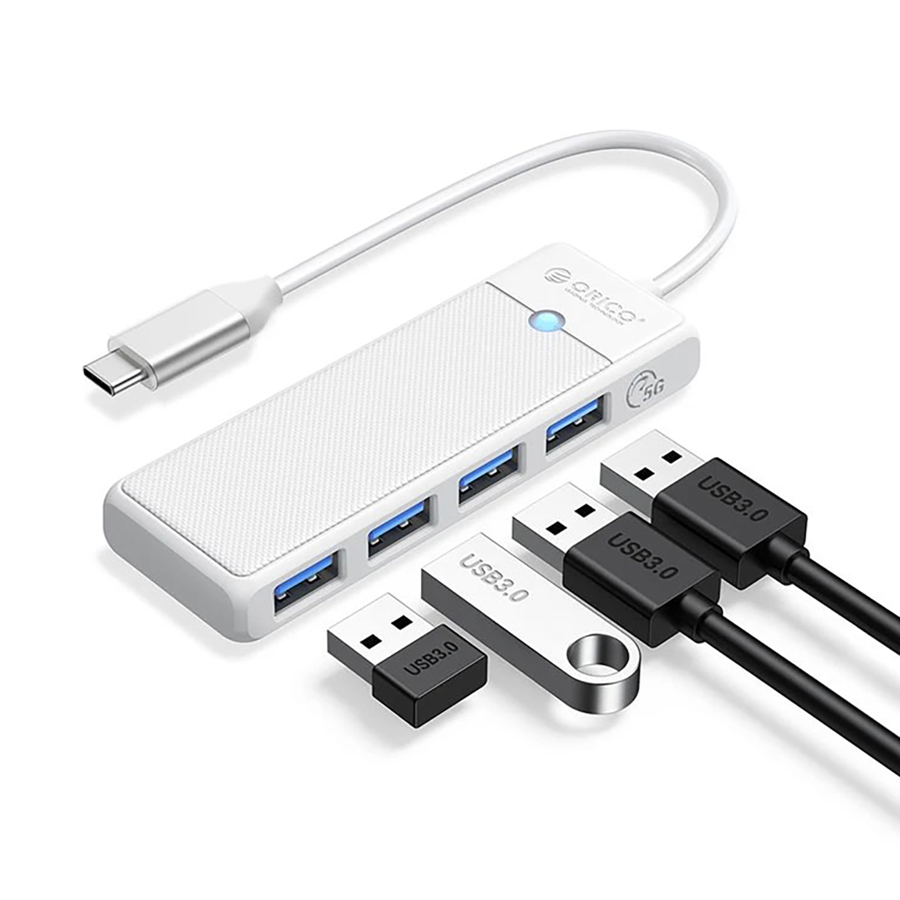 Orico PAPW4A-C3 USB Hub 4-port 4x USB-A 3.0 0.5 m - white