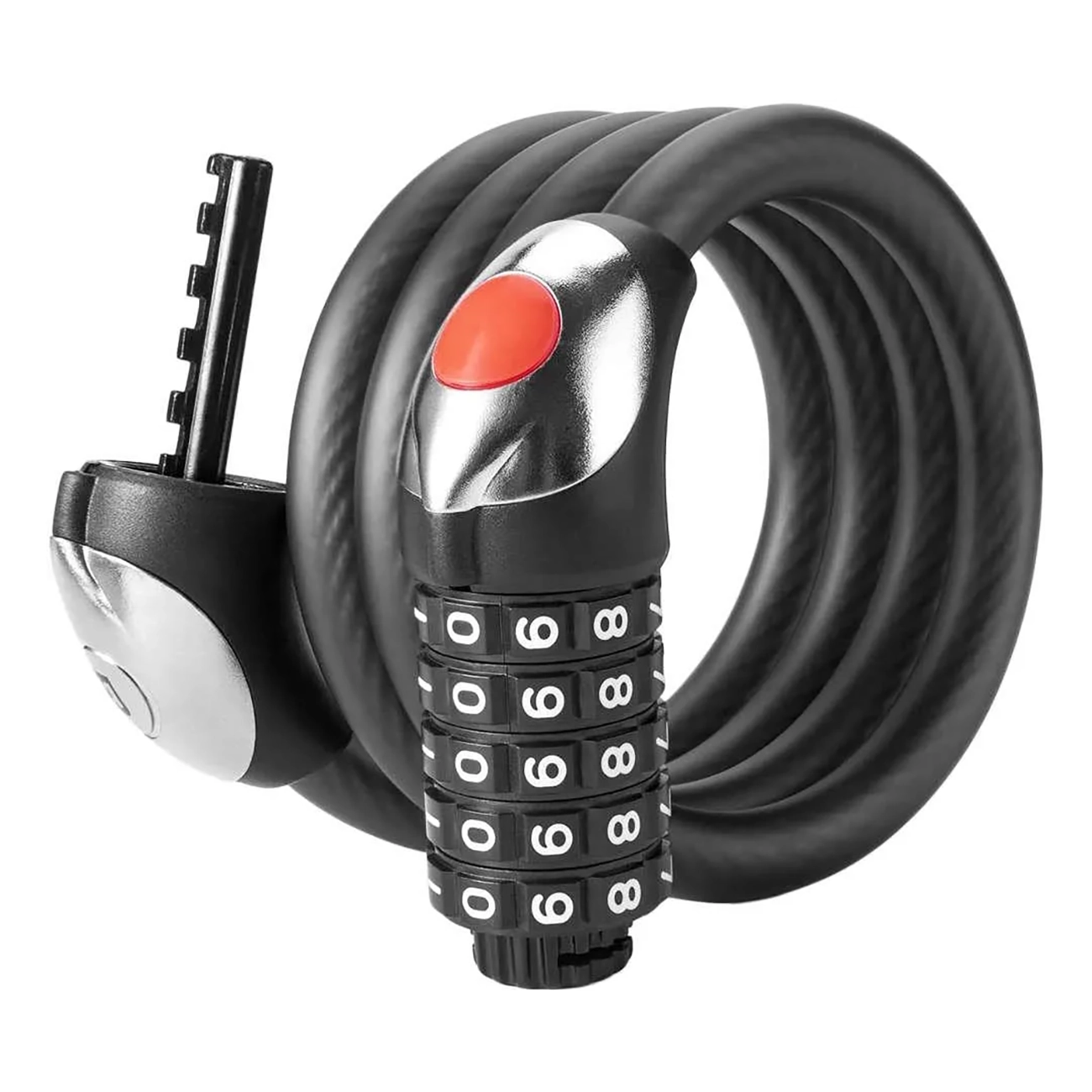 Rockbros RKS531 jalgratta lukk 5-kohalise koodiga, terastrossiga, 180 cm, LED-valgustusega - must