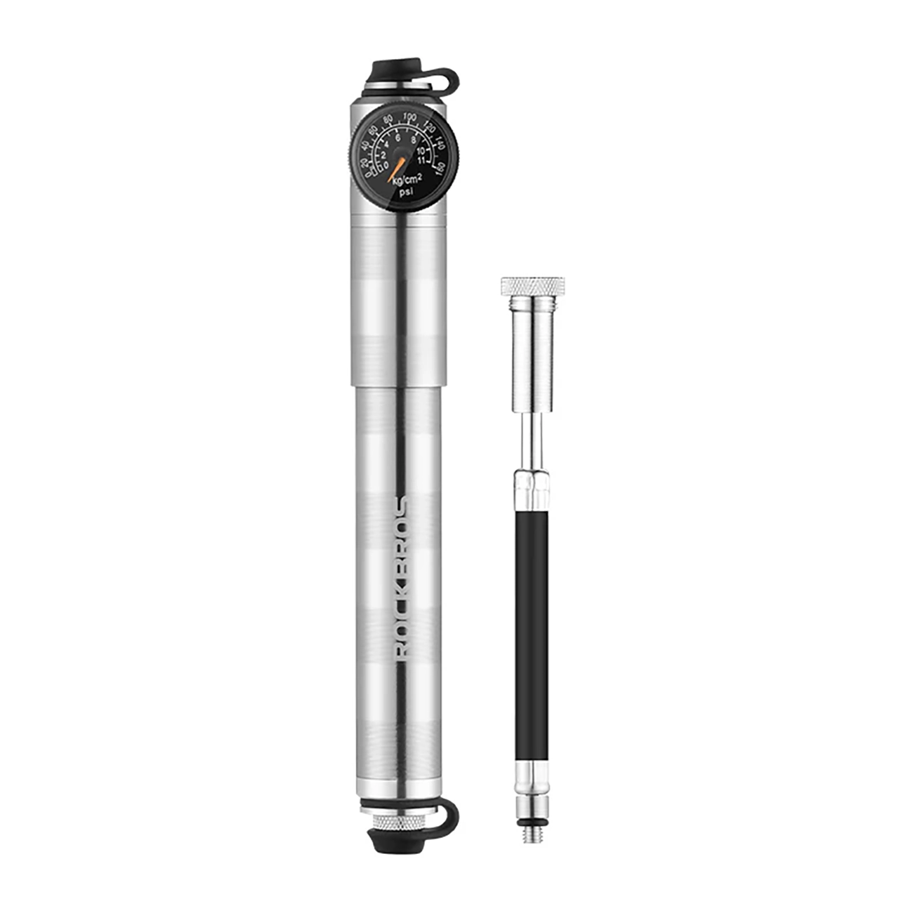 Rockbros HQ-67A-L03 manomeetriga jalgrattapump – hõbedane