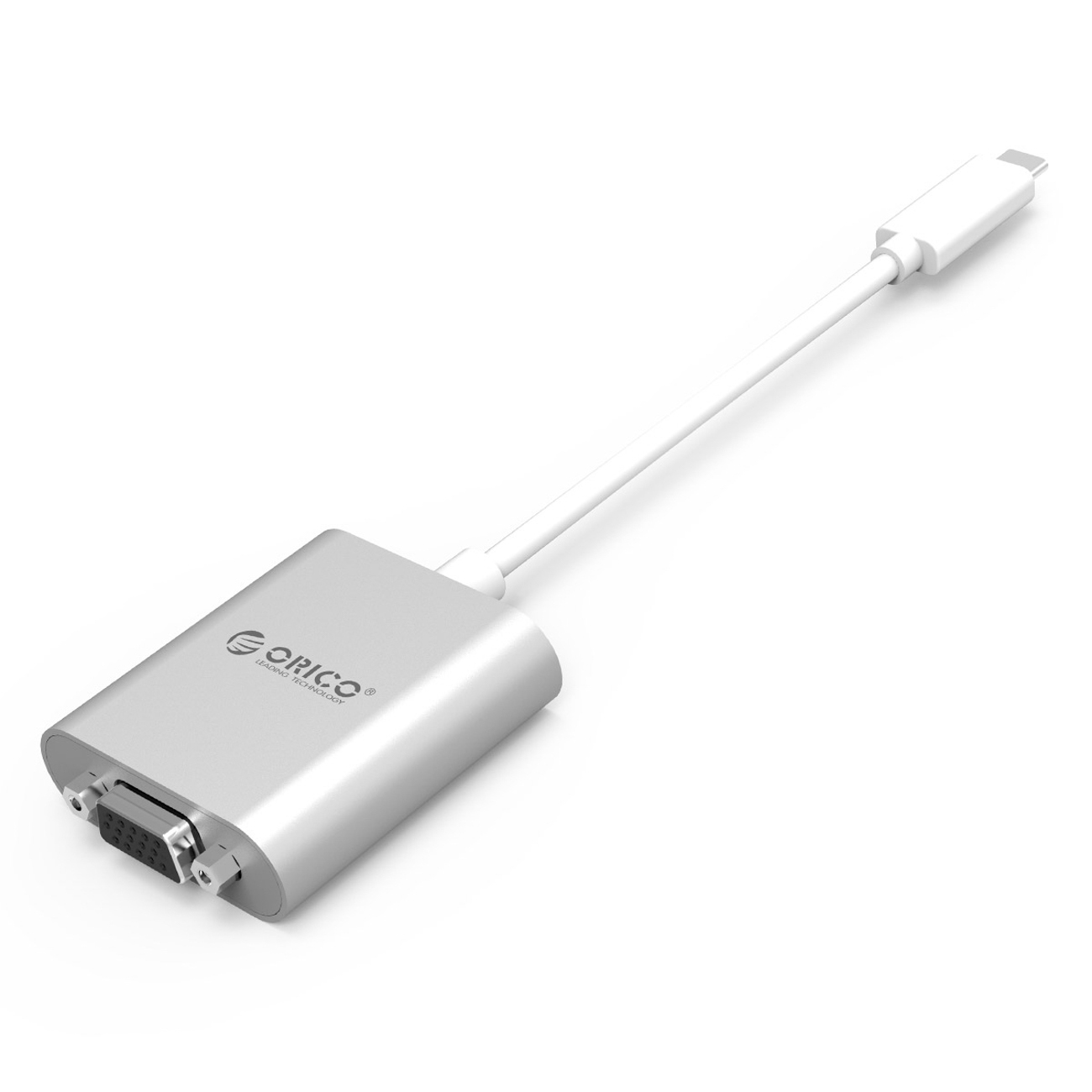 Orico PTAV adapter USB-C–VGA ja 3,5 mm, Full HD, 0,15 m – hõbedane
