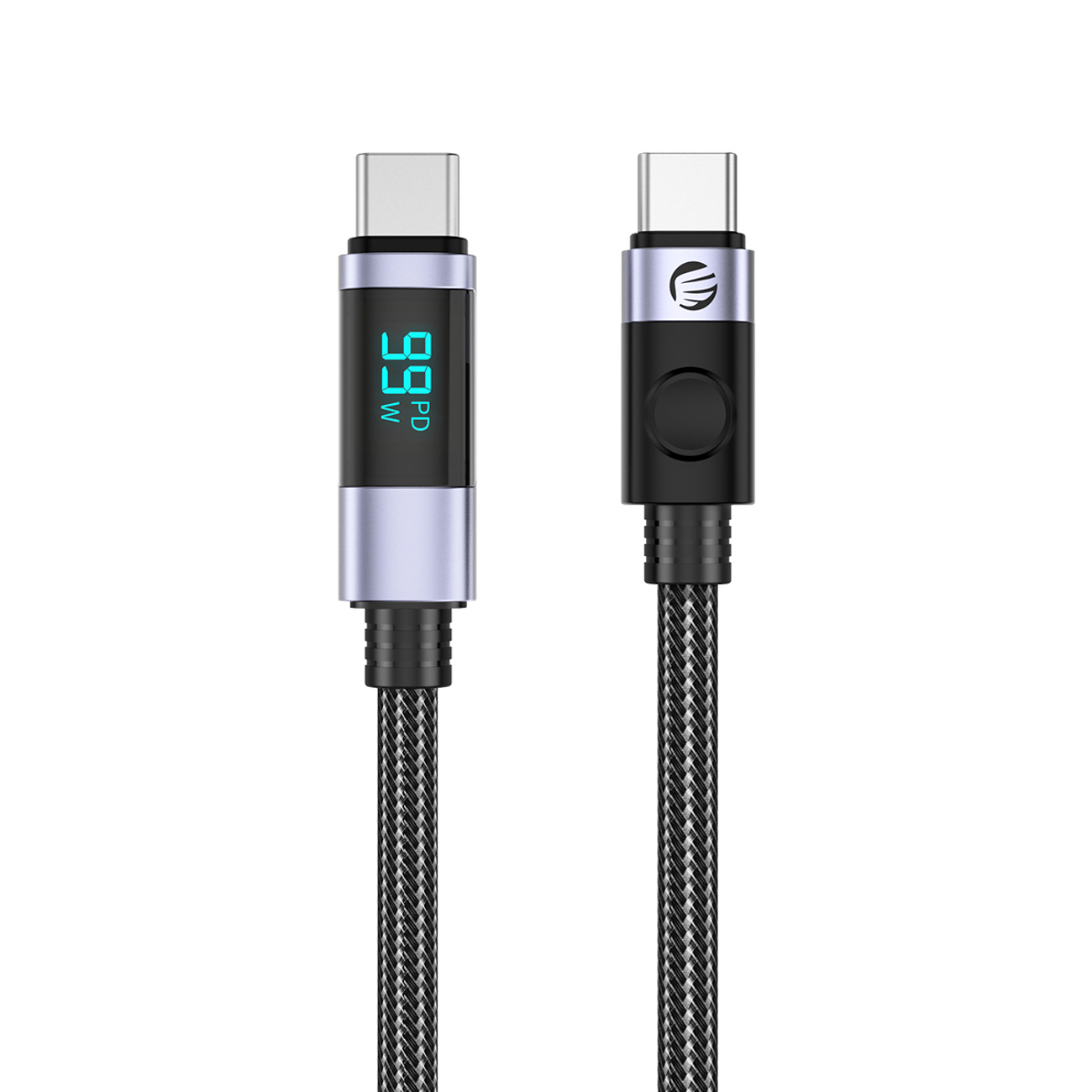 Orico LDC2C USB-C–USB-C PD kaabel LED-ekraaniga, 100 W, 480 Mbps, 2 m, 2 tk – must
