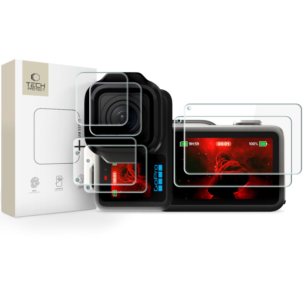 Комплект Tech-Protect Glass Fit+ из 2 элементов: стекло и плёнка для GoPro Mission 1 / Pro