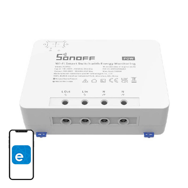 Sonoff POWR3 nutikas WiFi lüliti koos current measurement function