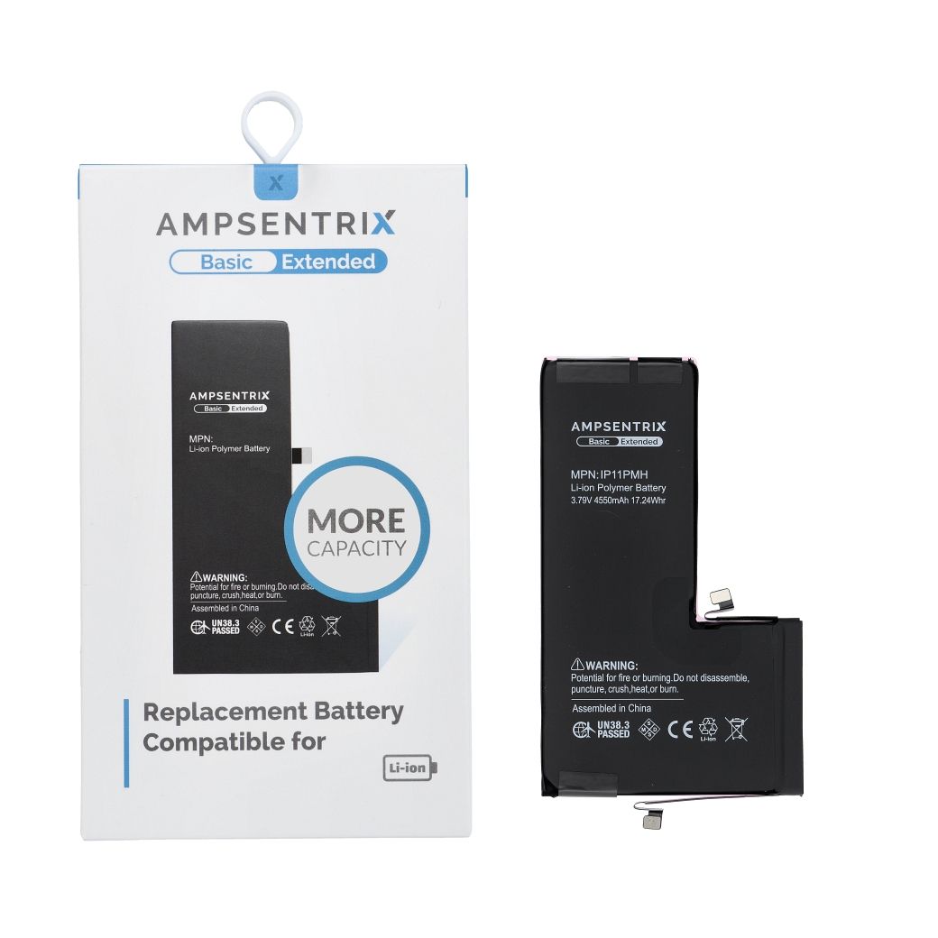 AmpSentrix Basic aku iPhone 11 Pro Max jaoks (suure mahutavusega 4550mAh)