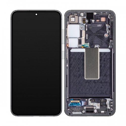 LCD Display Compatible With Samsung S911 S23 with Frame / Phantom Black (Graphite) / HQ