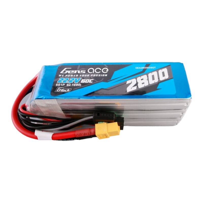 Gens ace G-Tech 2800mAh 22.2V 60C 6S1P LiPo akuplokk XT60-pistikuga
