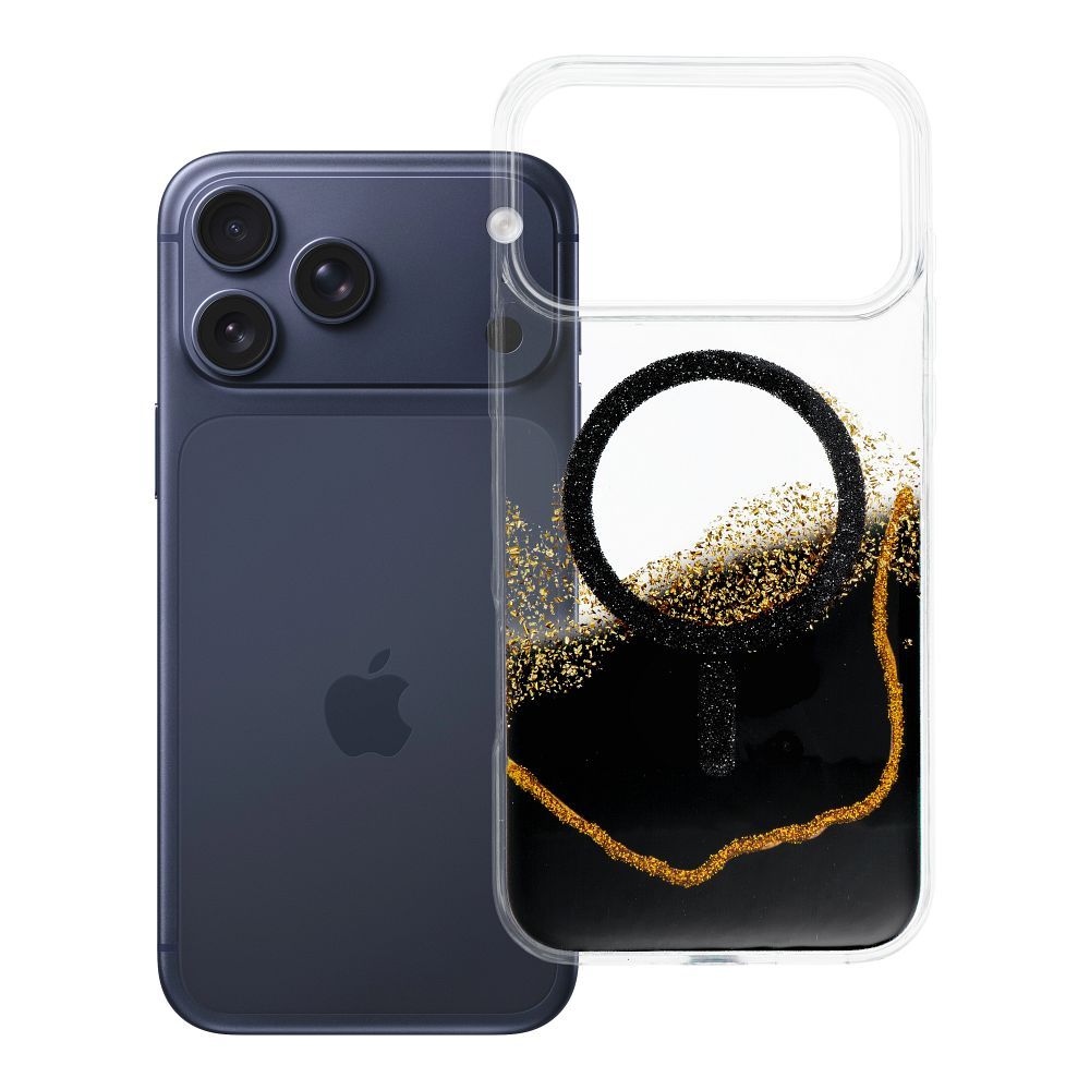 Case for iPhone 17 Pro Max / 18 Pro Max (low camera edge) Golden compatible with MagSafe black