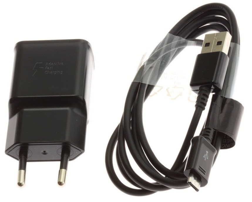 Laadija originaal Samsung Fast Charging (EP-TA200W) (15W) must + microUSB kaabel