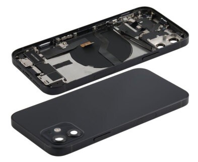 Aku kaas iPhone 12 must NFC laadimislindiga, mikrofon originaal (kasutatud B klass)