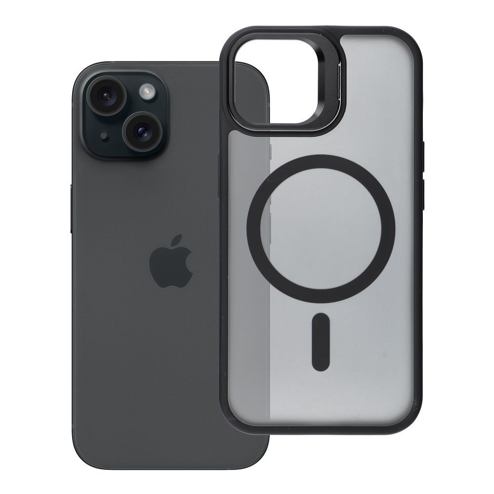 Case for iPhone 15 Forcell F-Protect Shadow Stand Premium compatible with MagSafe black
