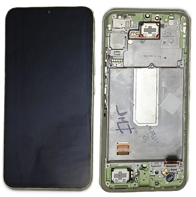 LCD ekraan Samsung A346 A34 5G 2023 puuteekraaniga ja raamiga Lime originaal (used Grade B)