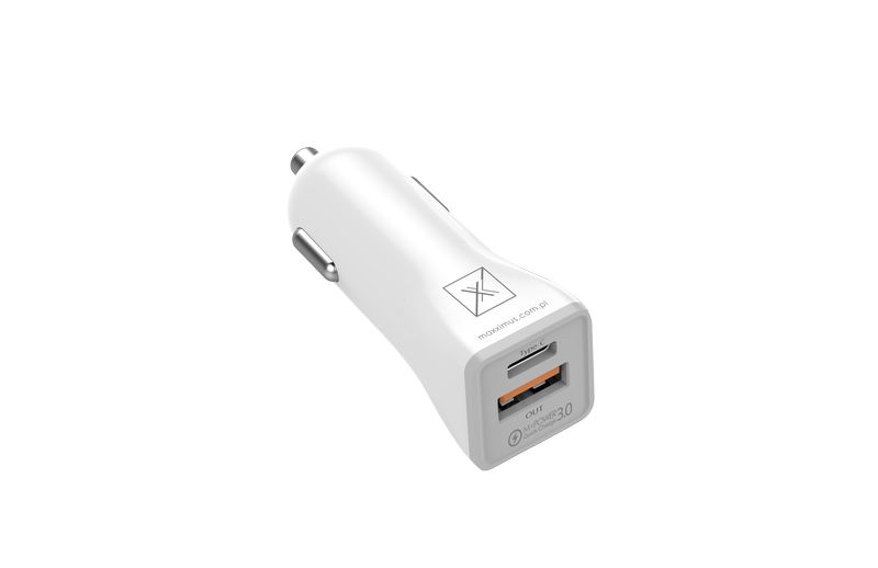 Autolaadija MX KAPPA 18W PD+QC, USB-A+C + Type-C/Lightning kaabel 20W PD valge