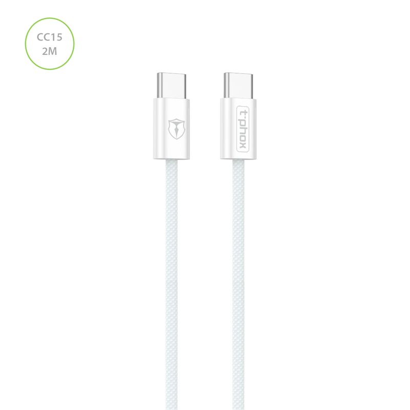 T-PHOX CABLE CC15 SERIES USB-C/USB-C 60W 3A 2M WHITE
