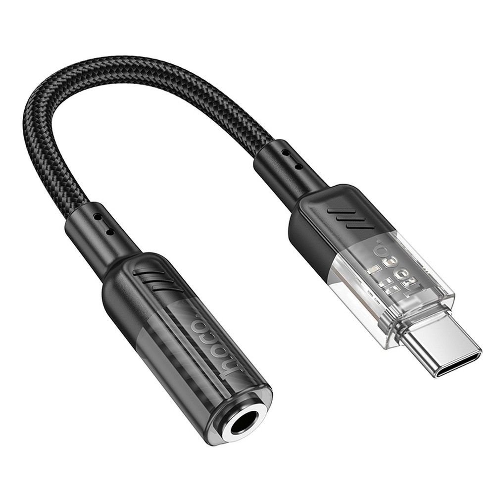 adapter AUX USB C do Jack 3,5 mm Hoco 0,15 m LS37 transparentny must