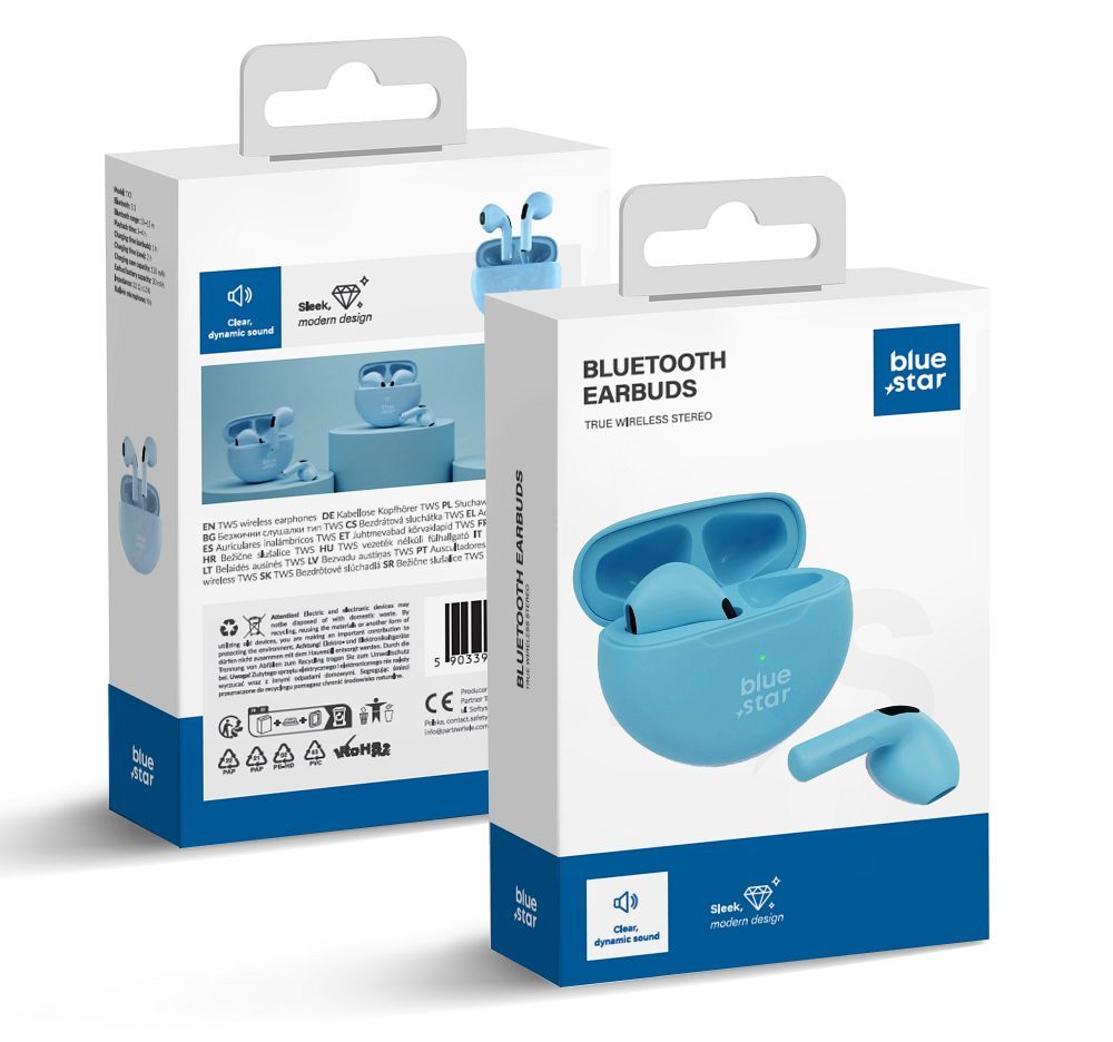 Blue Star (TX3) TWS Bluetooth juhtmevabad kõrvaklapid sinised
