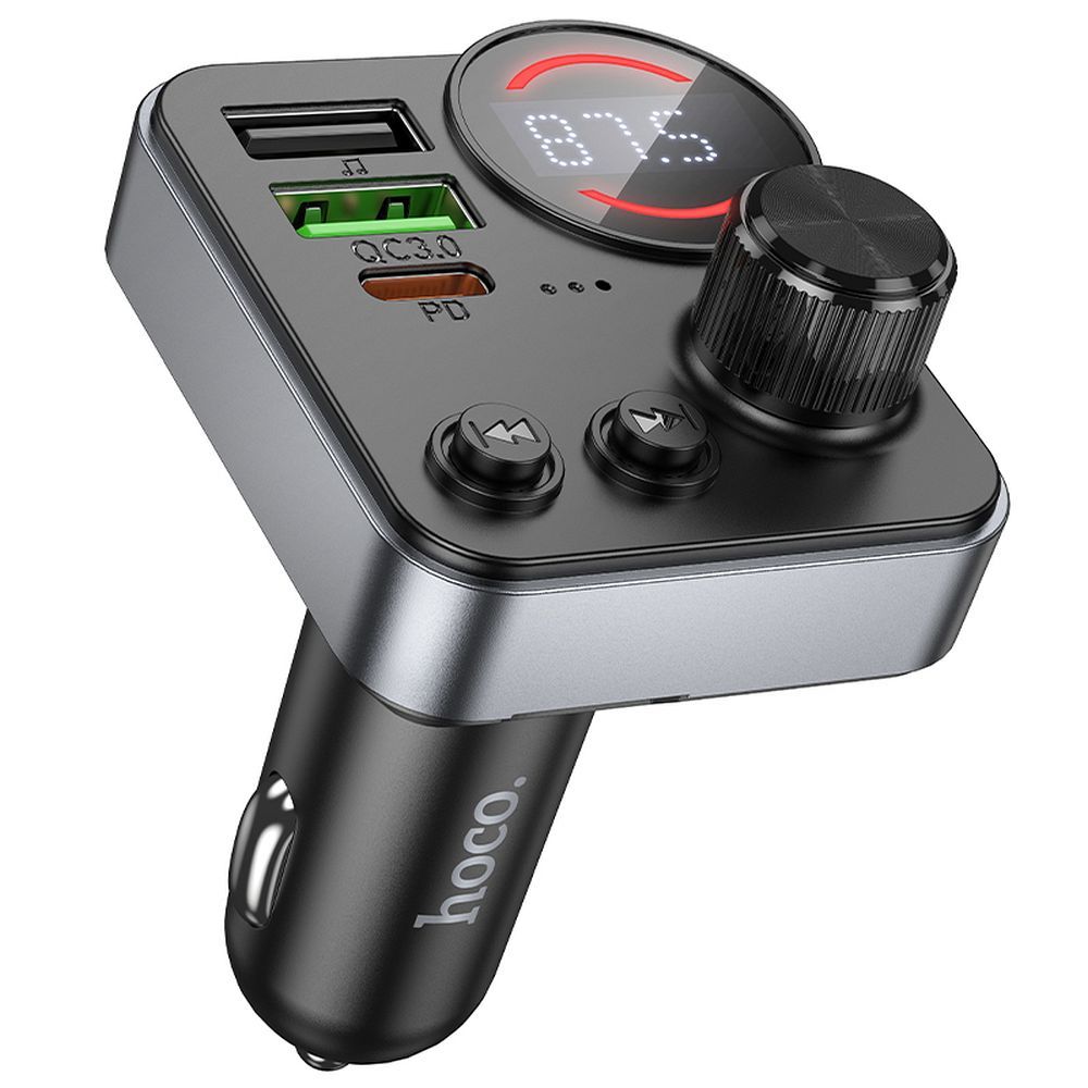 Transmiter samochodowy bluetooth Hoco 2 x USB A + USB C QC3.0 PD 48W E86 must