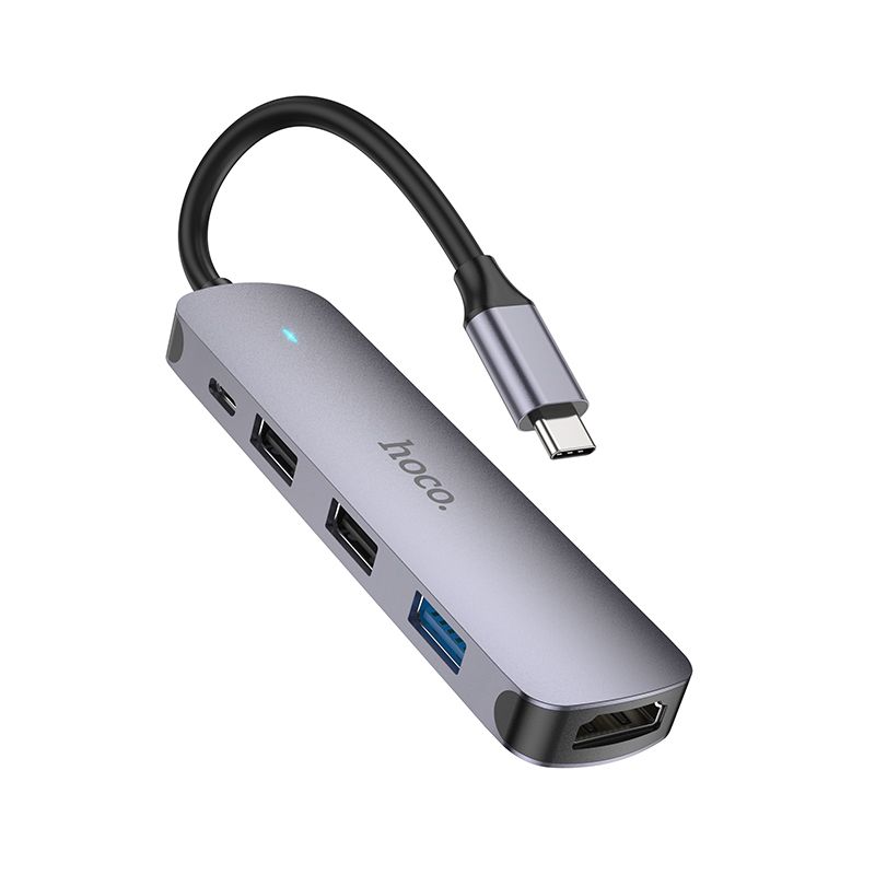 Adapter Hoco HB27 Type-C Multi-Function Converter HDMI+USB3.0+USB2.0*2+PD hall
