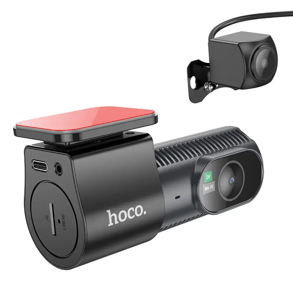 Dash cam for car Hoco with screen 1,47" 2K + rear camera 720P/25fps DV8 black