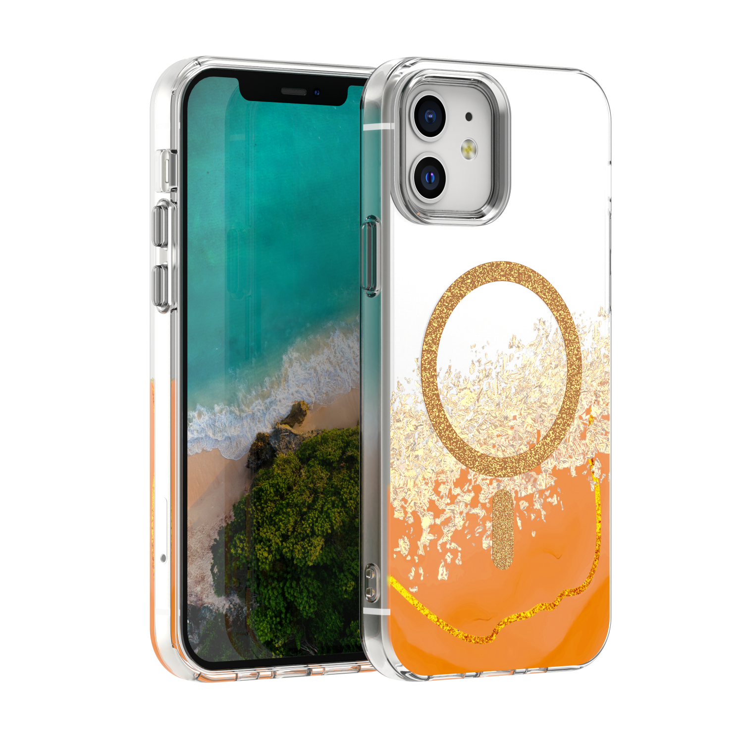 Epoxy Mag ümbris iPhone 12 / 12 Pro 6,1" oranž