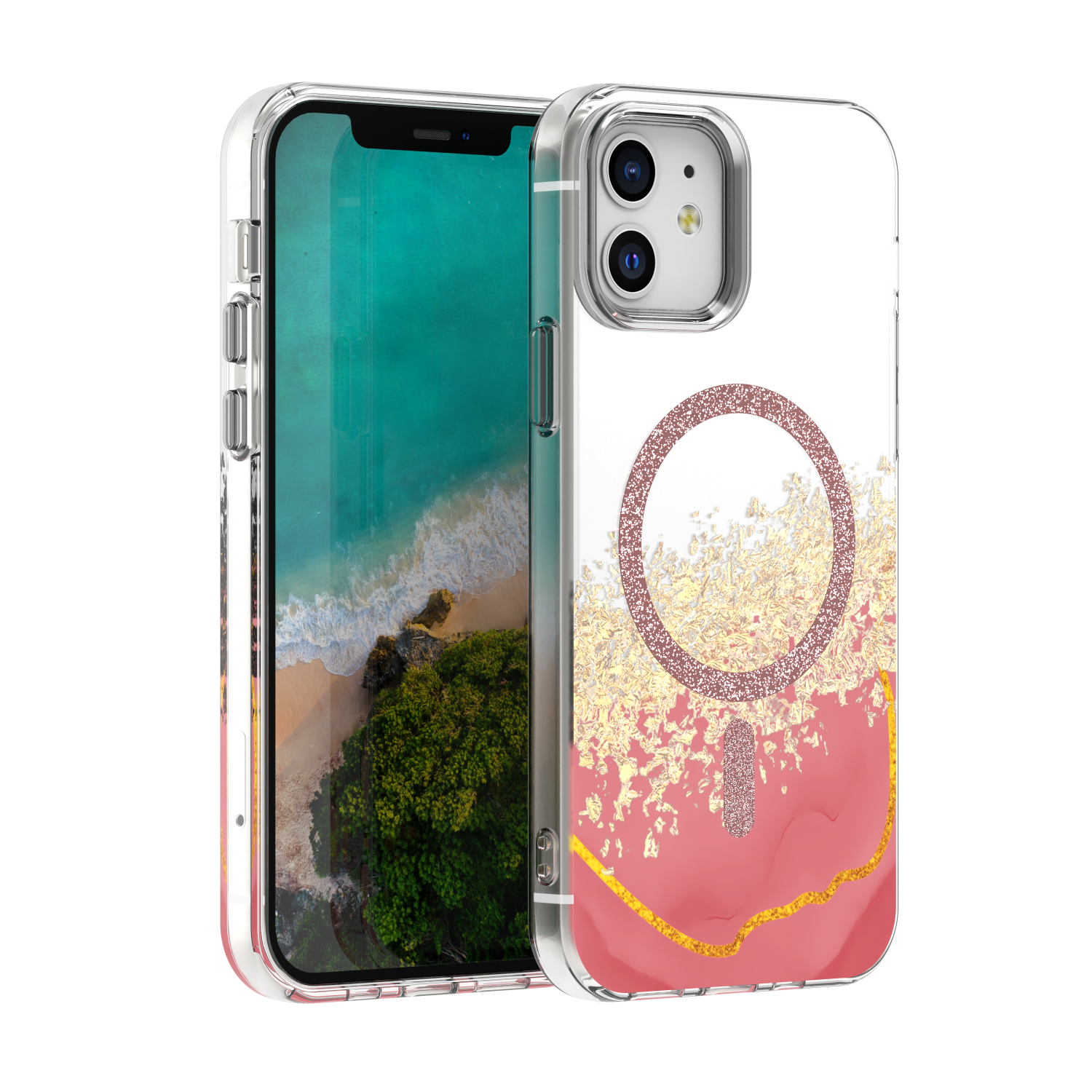 Epoxy Mag ümbris iPhone 12 / 12 Pro 6,1" roosa