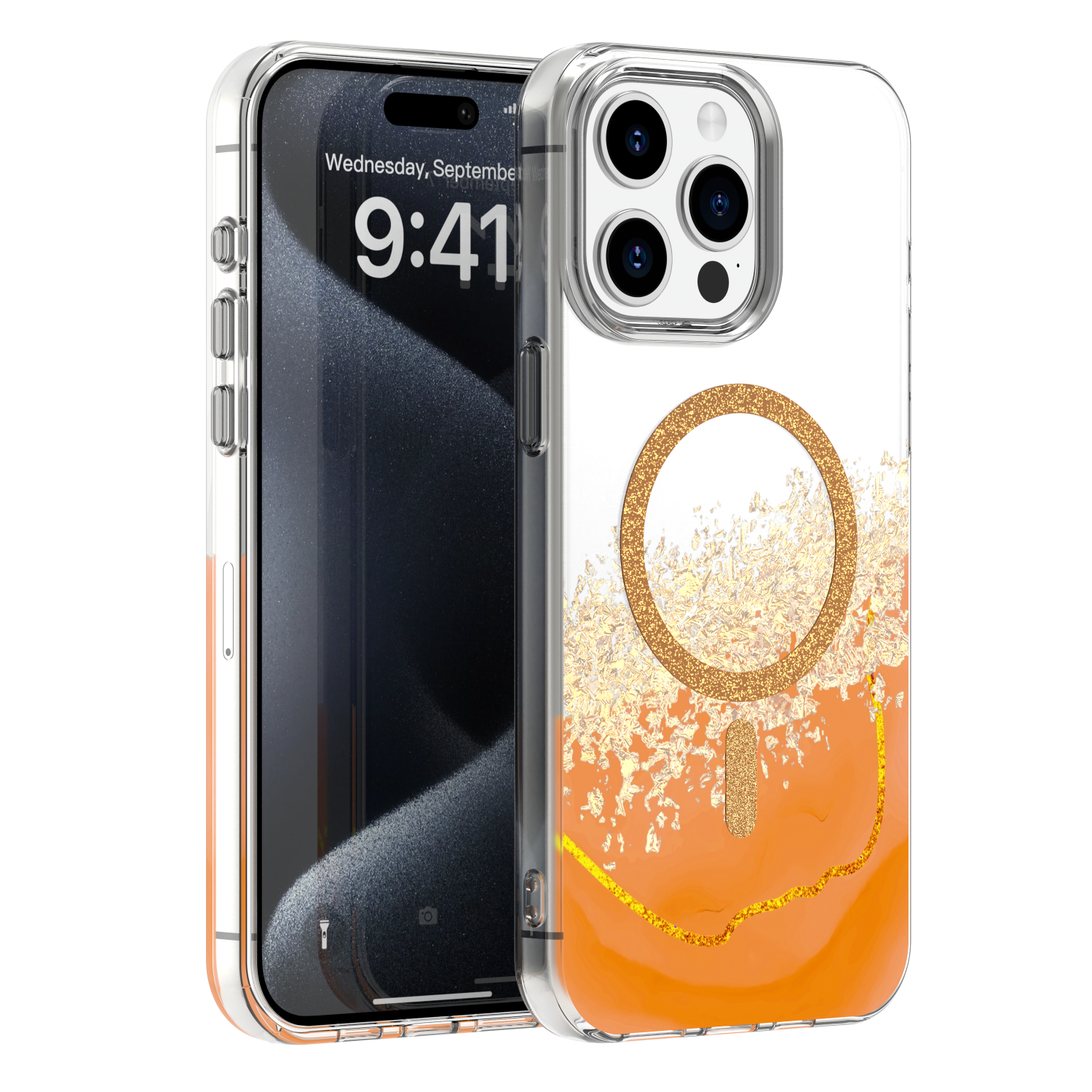 Epoxy Mag ümbris iPhone 15 Pro 6,1" oranž