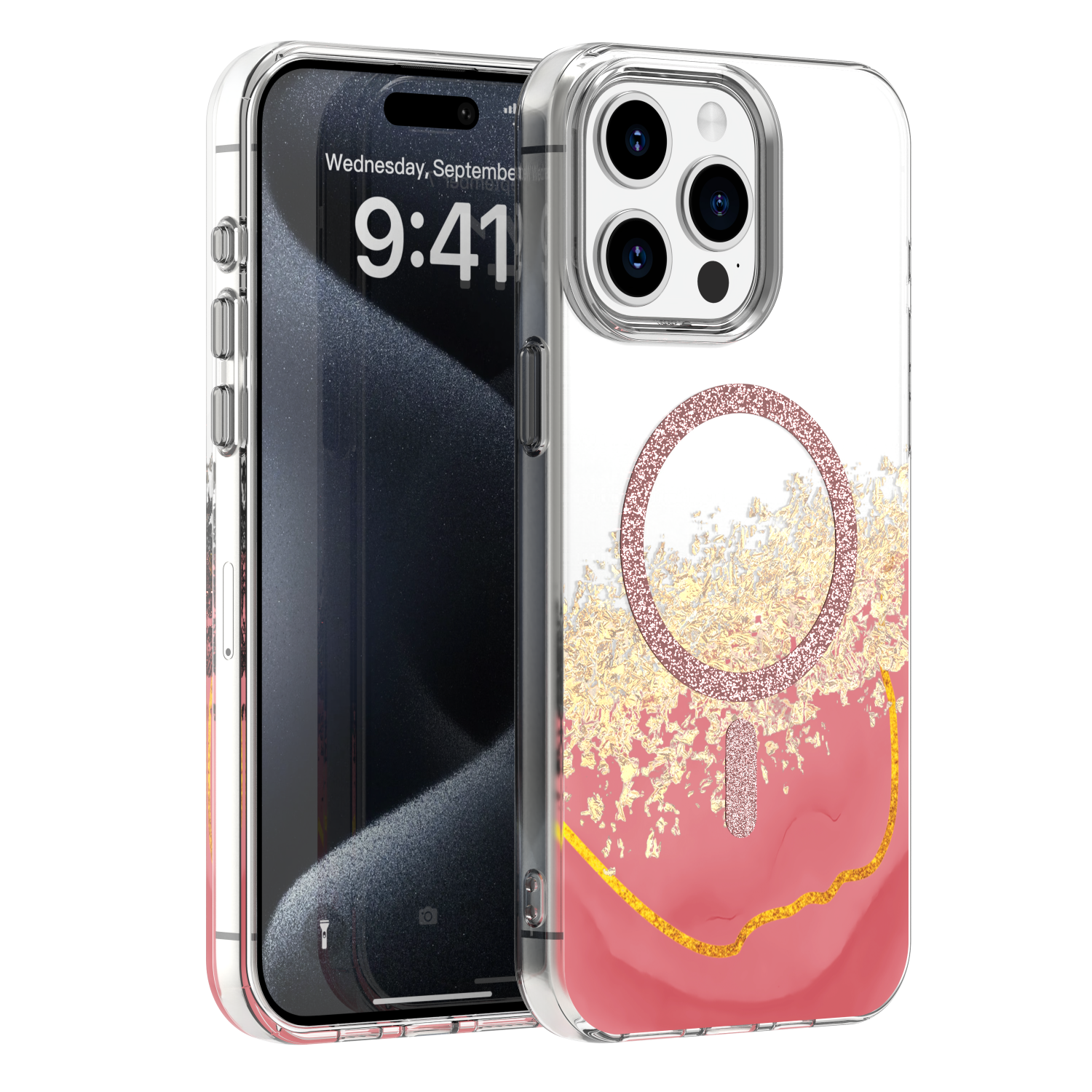 Epoxy Mag ümbris iPhone 15 Pro 6,1" roosa