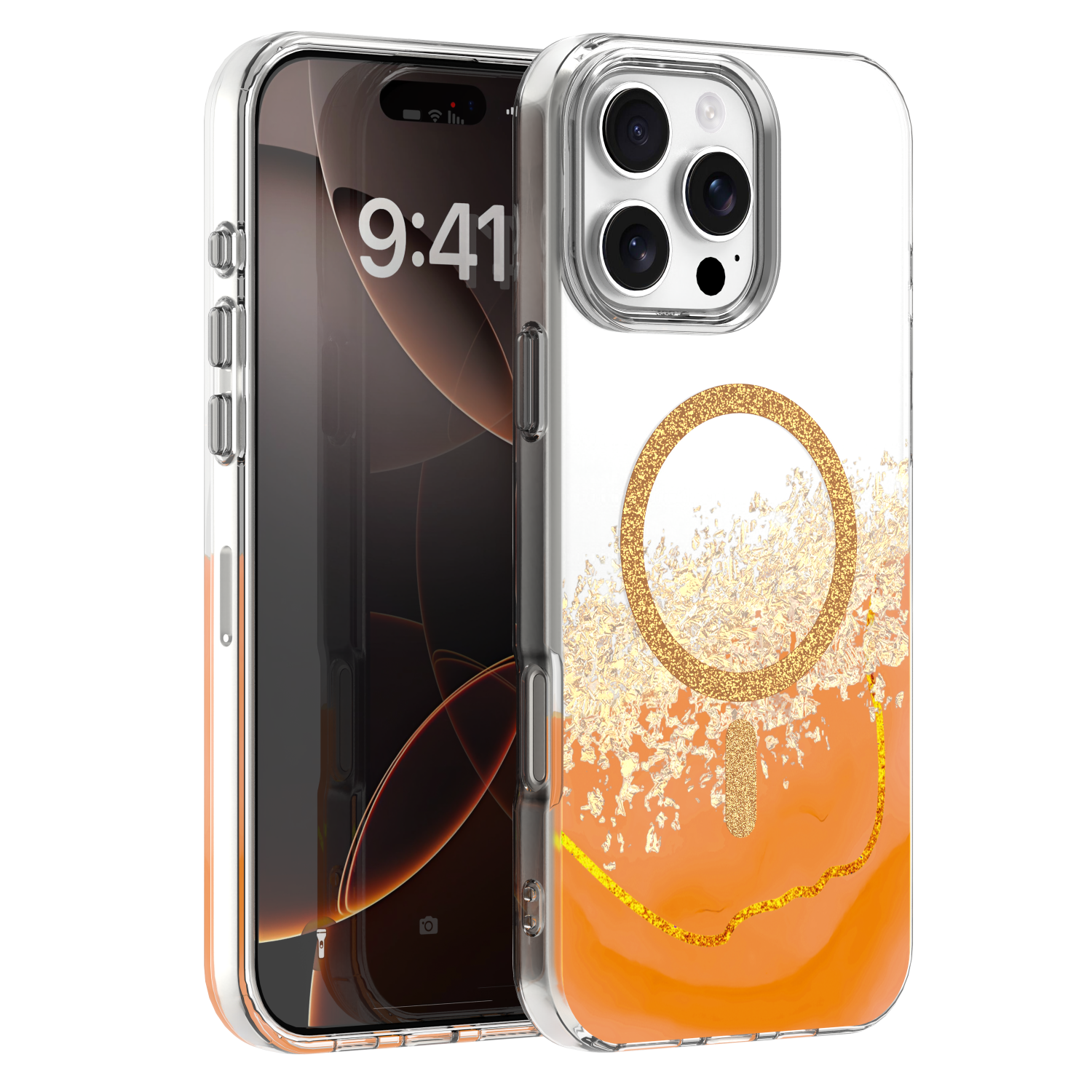 Чехол Epoxy Mag для iPhone 16 Pro 6,3" оранжевый