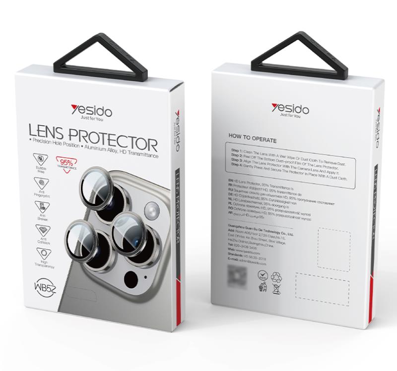 Yesido objektiivi kaitse WB52 iPhone 16 Pro/16 Pro Max jaoks, must