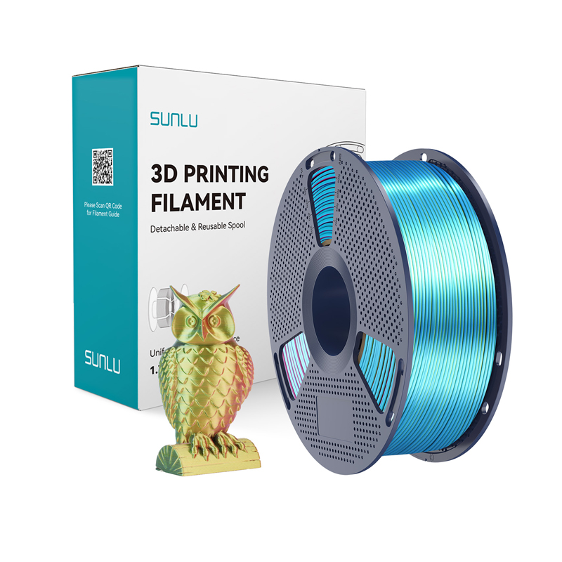 Sunlu PLA+ Silk kolmevärviline filament (punane, kollane ja roheline)