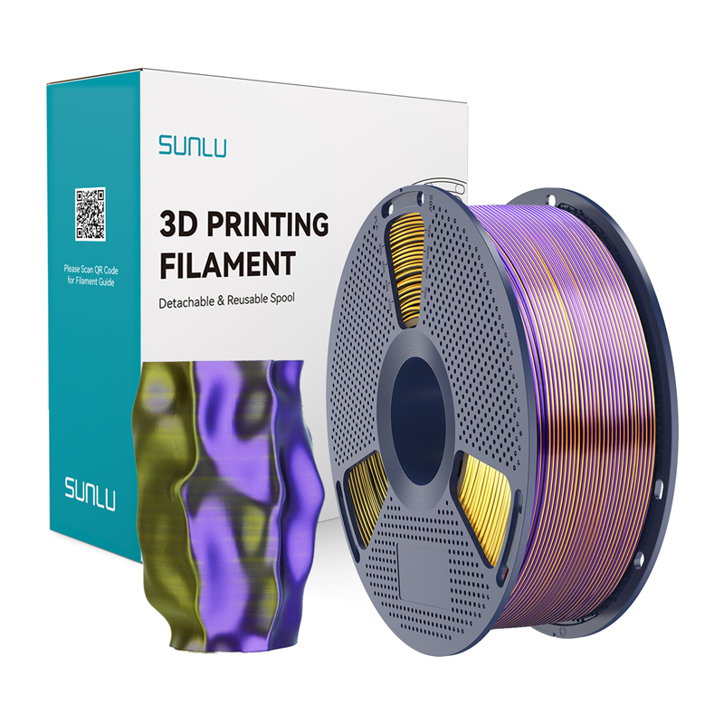 Sunlu PLA+ Silk kolmevärviline filament (must, kuldne ja lilla)