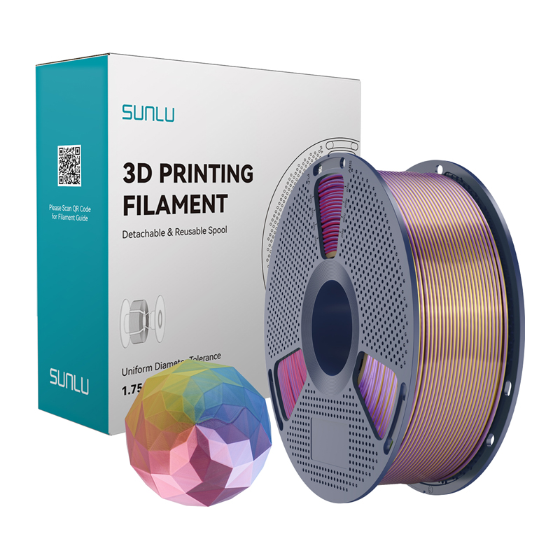 Sunlu PLA+ Silk neljavärviline filament (sinine-lilla-punane-kuldne)