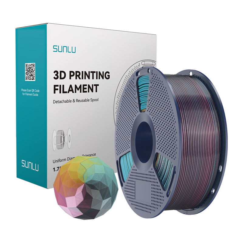 Sunlu PLA+ Silk neljavärviline filament (punane-kollane-roheline-must)