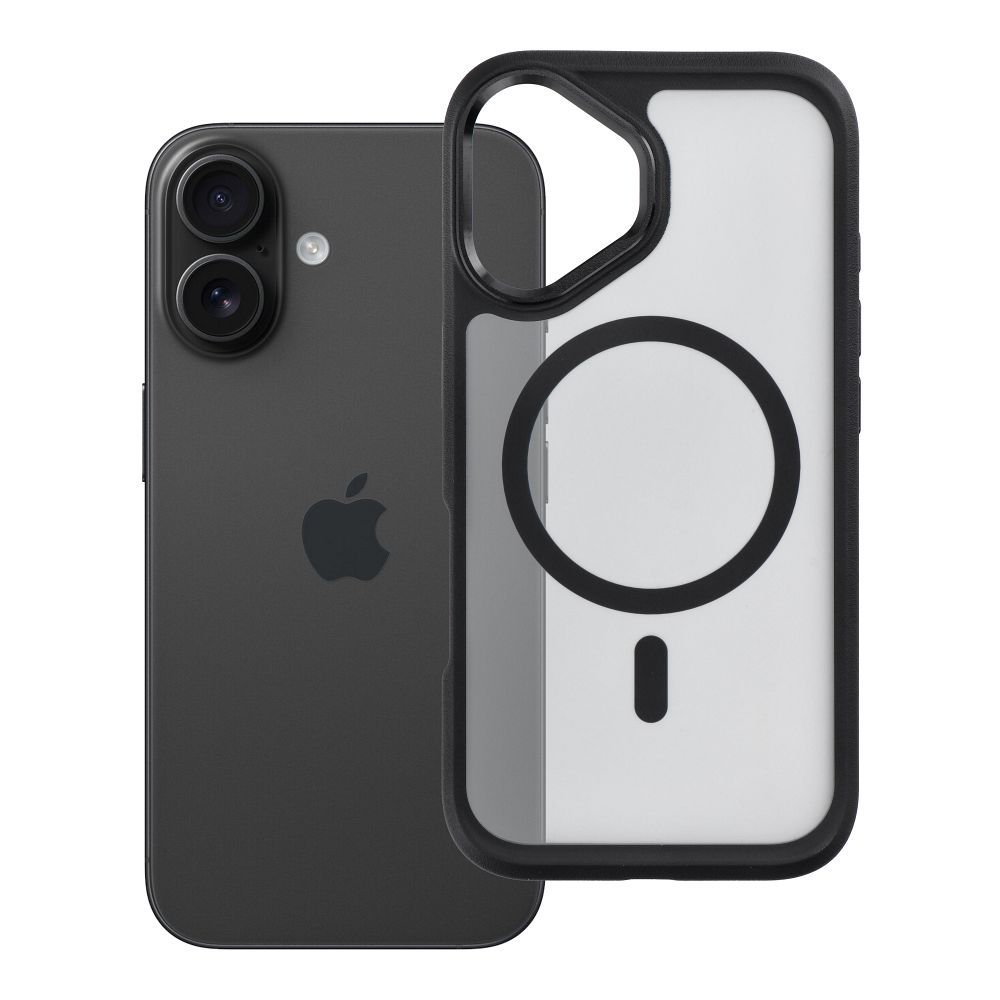 Case for iPhone 16 Forcell F-Protect Smoke Hybrid Premium compatible with MagSafe black