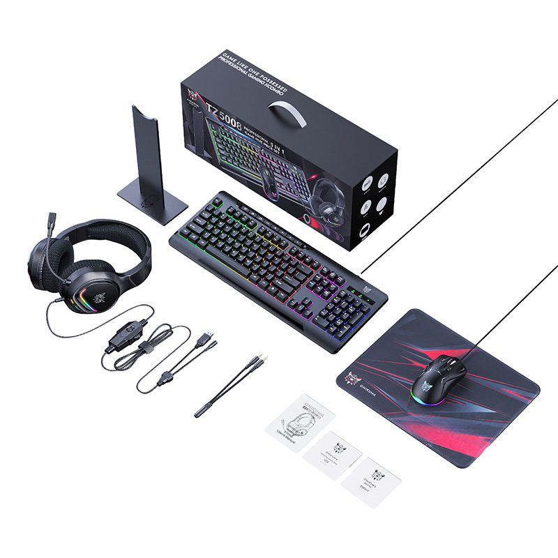 Onikuma TZ5008 5-in-1 Gaming Set: Keyboard + Mouse + Headset + Mouse Pad + Stand