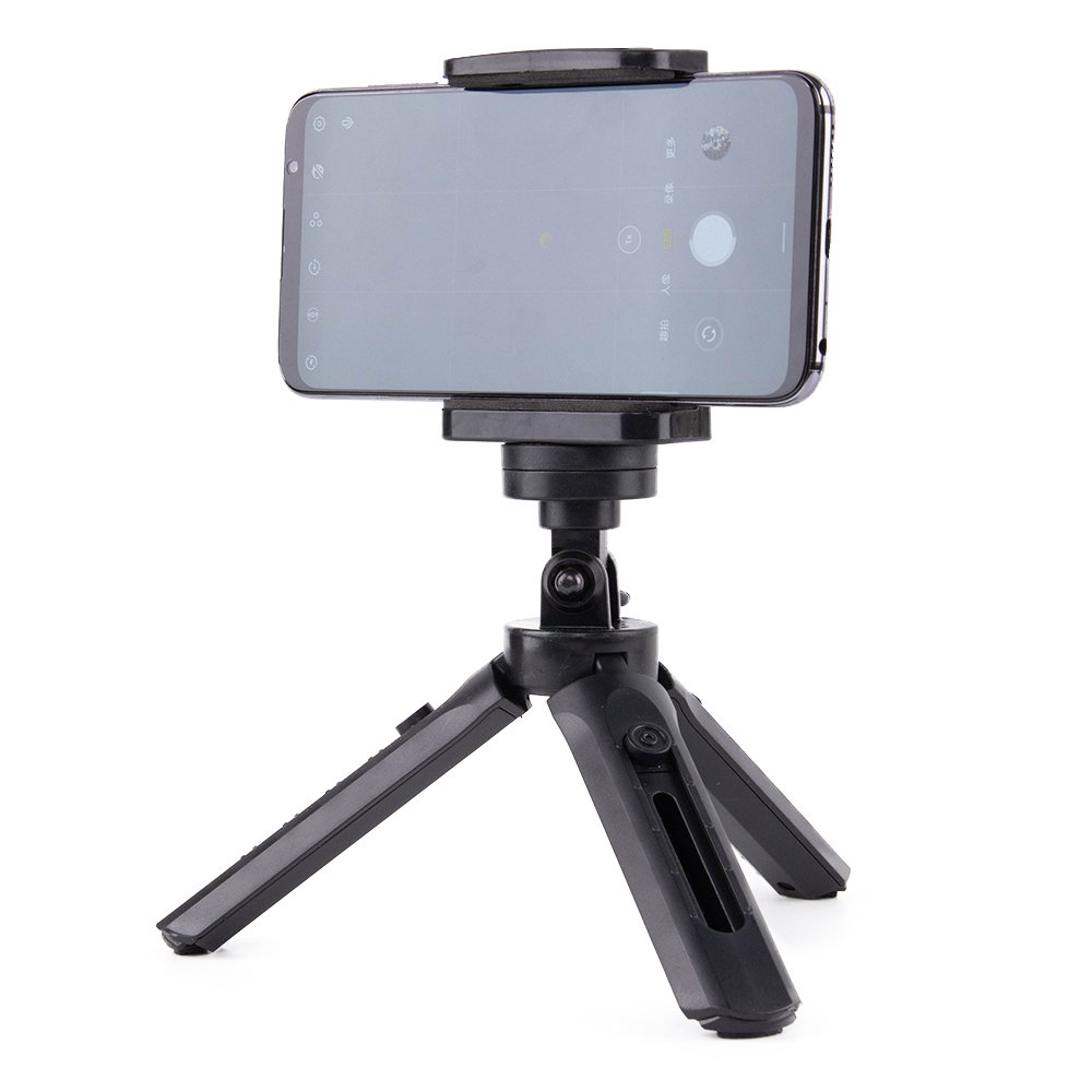 Mini statiivi selfipulga hoidik telefonile, kaamerale ja GoPro, 16-21 cm - must