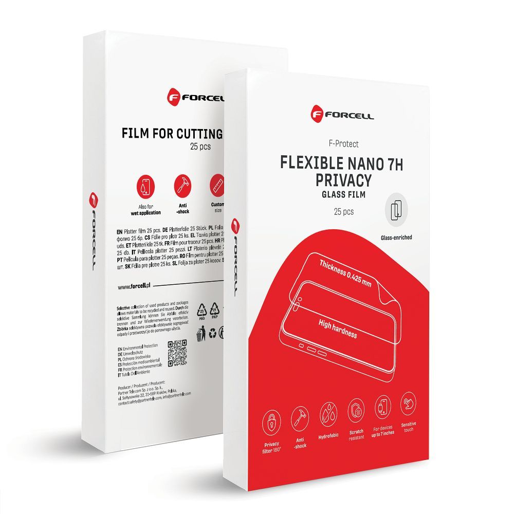 Hübriid nano klaaskile lõikamismasinale Forcell F-Protect Flexible NANO 7H PRIVACY 196 x 125 mm 25 tk