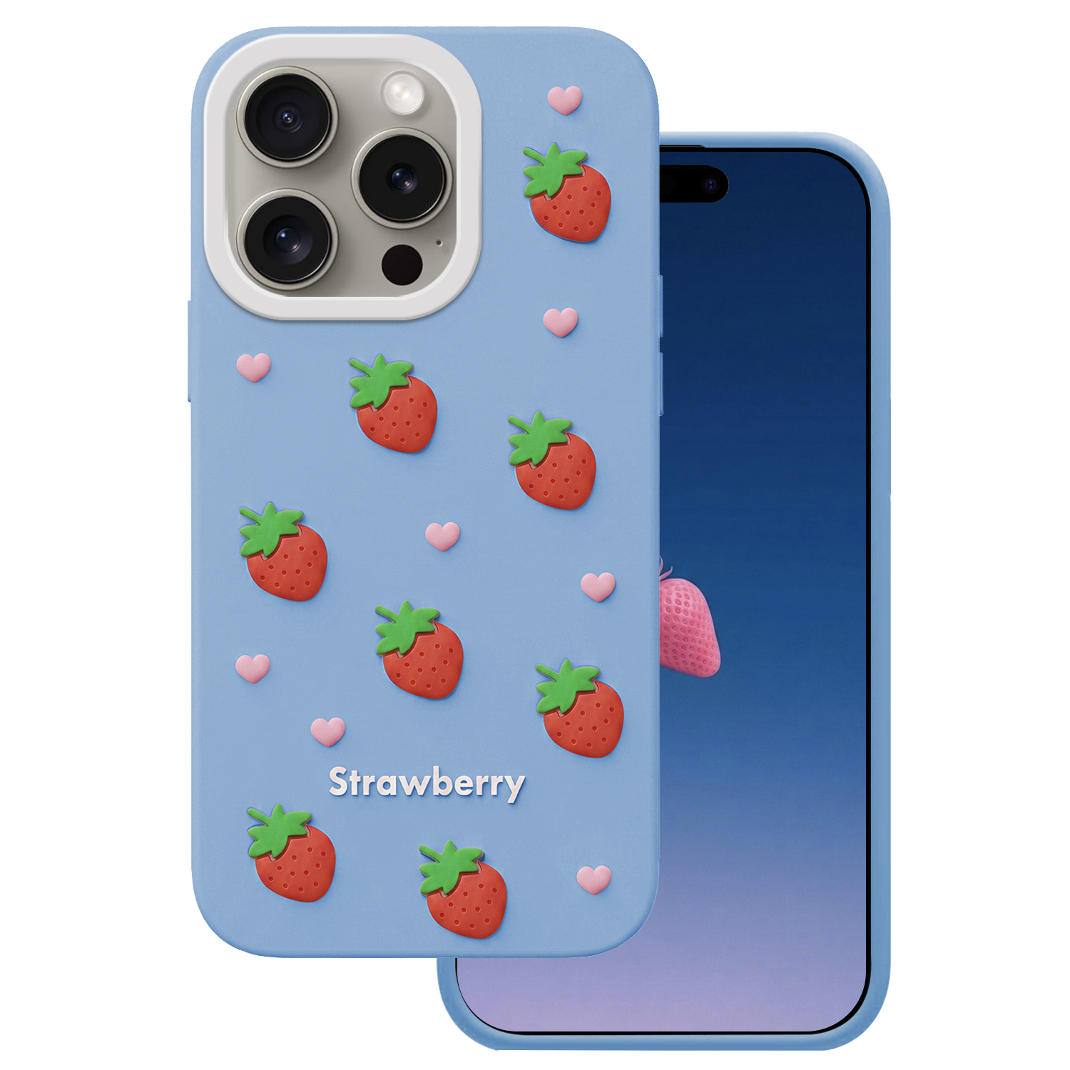 Maasika ümbris iPhone 14 Pro / 15 Pro 6,1" sinine