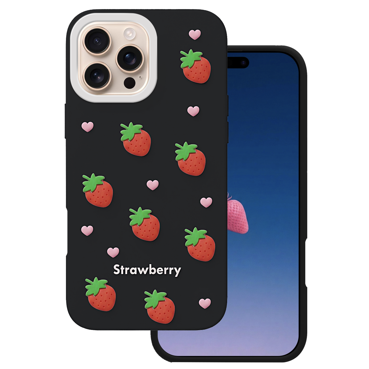 Maasika ümbris iPhone 16 Pro 6,3" must