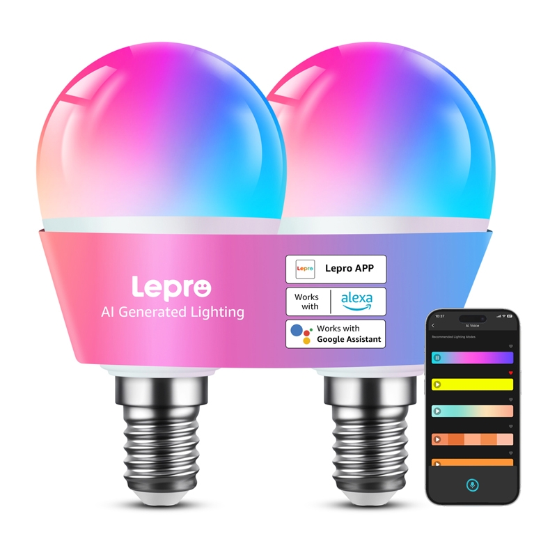 LEPRO BP1-2 E14 LED-pirn Bluetoothi ja Wi-Fi-ga, 470 lm, 2 tk