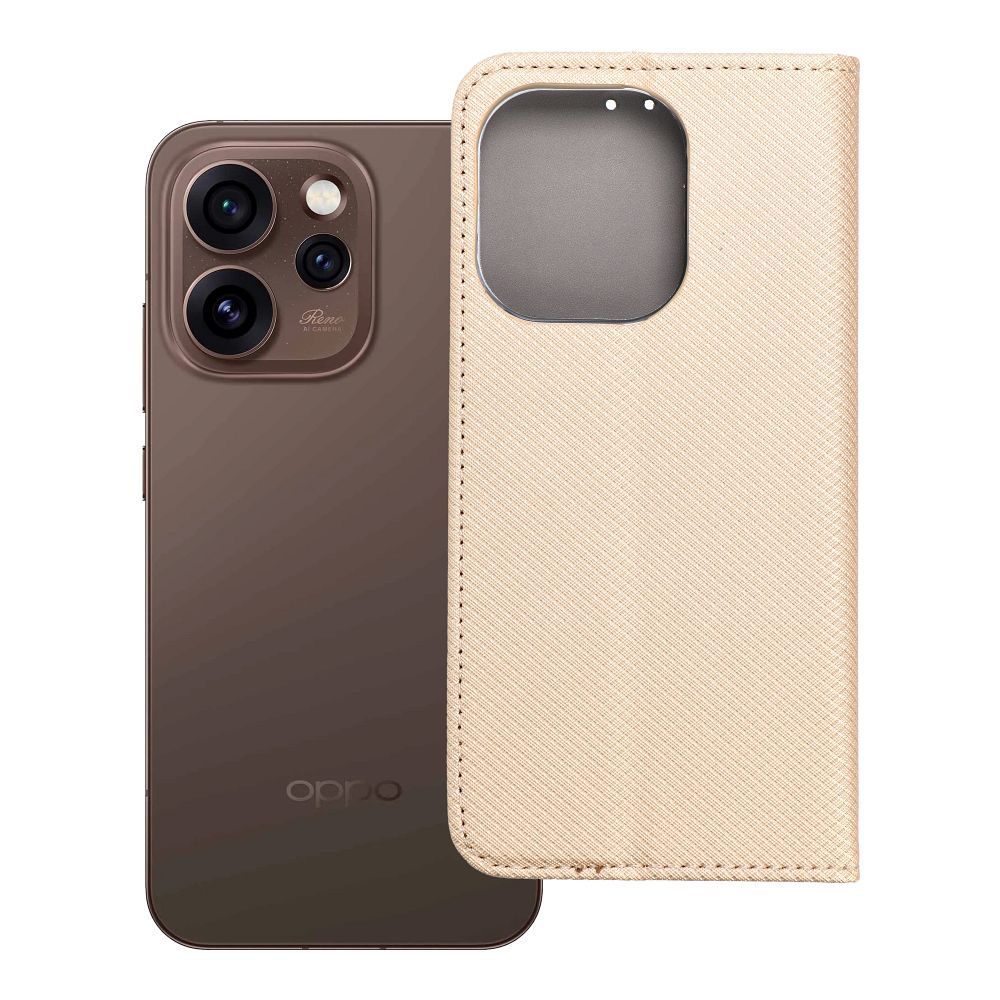 Klapiga ümbris Oppo Reno 15 PRO 5G Smart Case Book kuldne