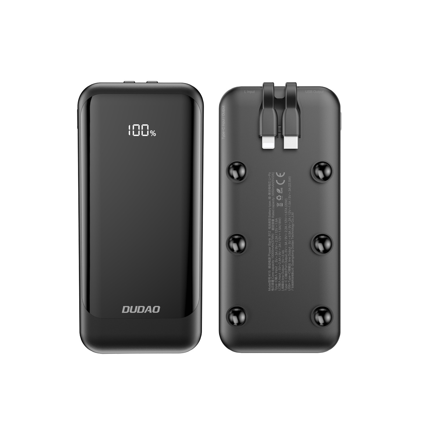 Väline aku Dudao K15 22.5W 10000mAh must