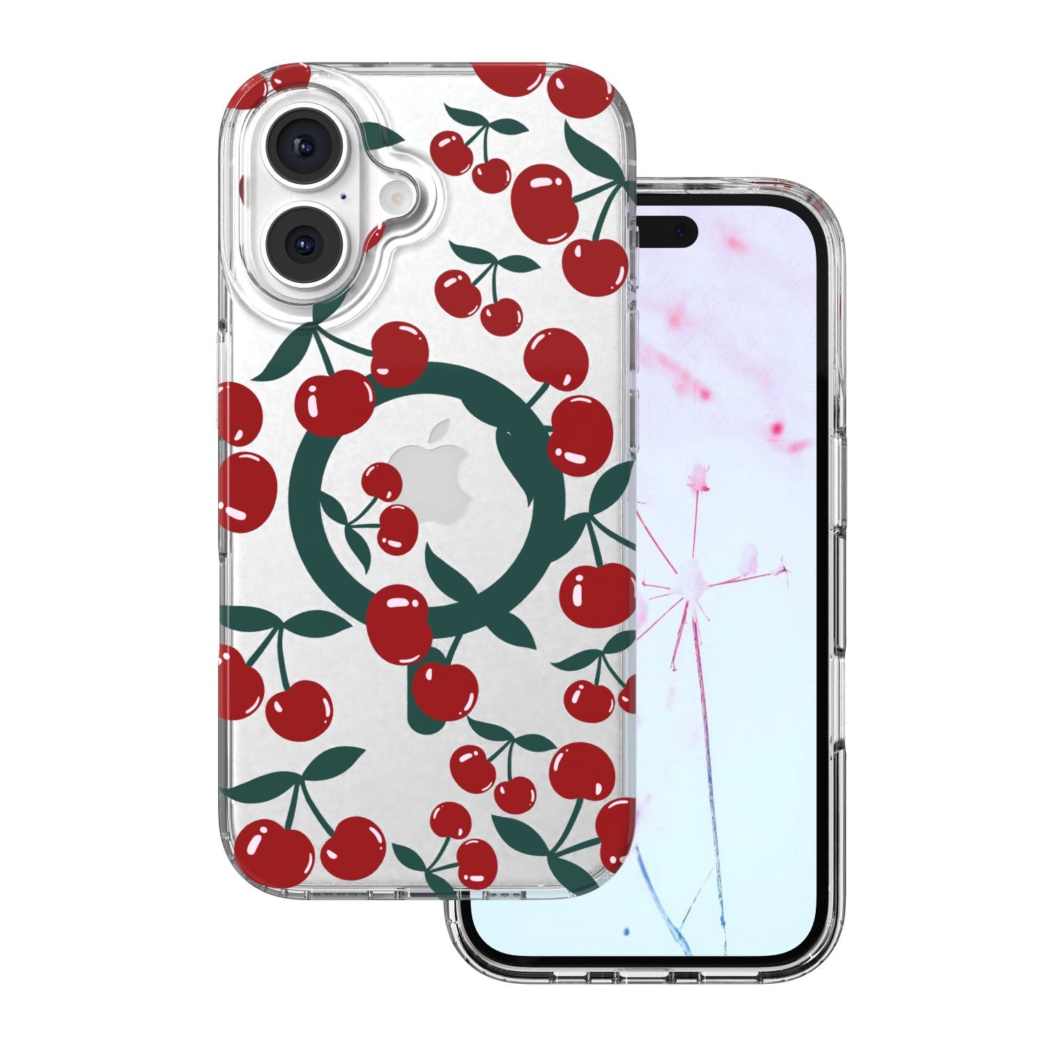 Cherry Mag ümbris iPhone 16 6,1" jaoks läbipaistev