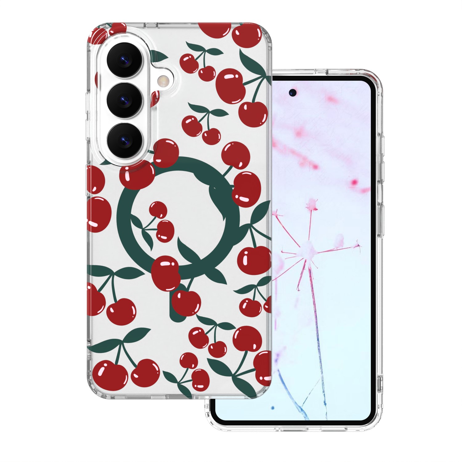 Cherry Mag ümbris Samsung Galaxy S26 jaoks läbipaistev