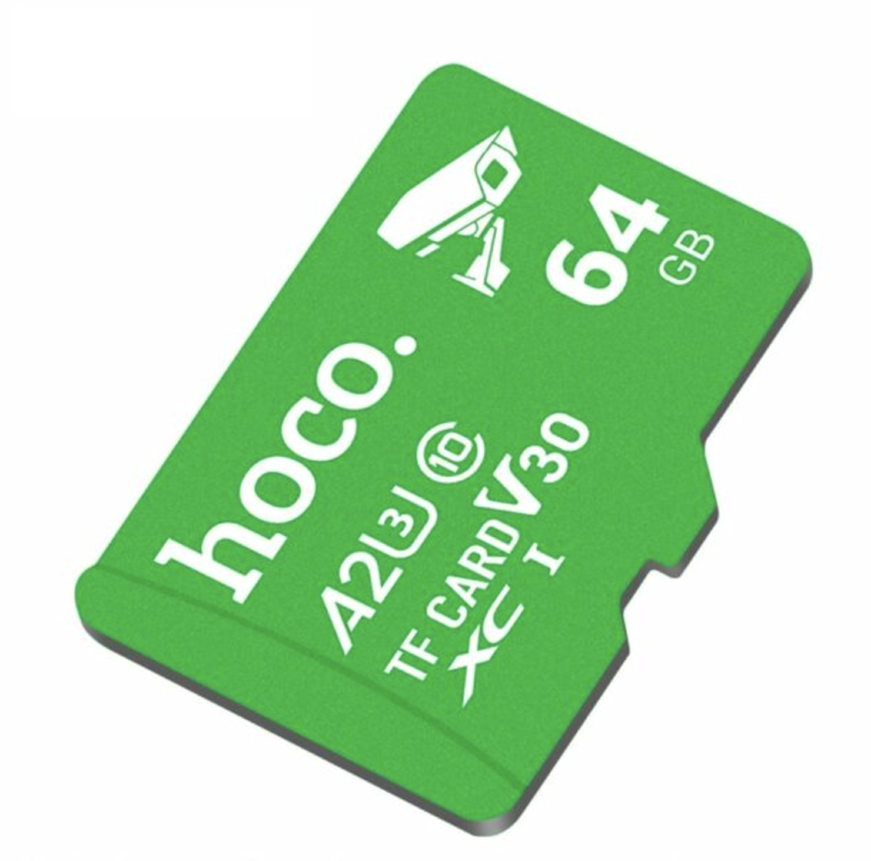 Mälukaart microSD 64 GB, klass 10, UH-1, U3, V30, A2, Hoco, roheline