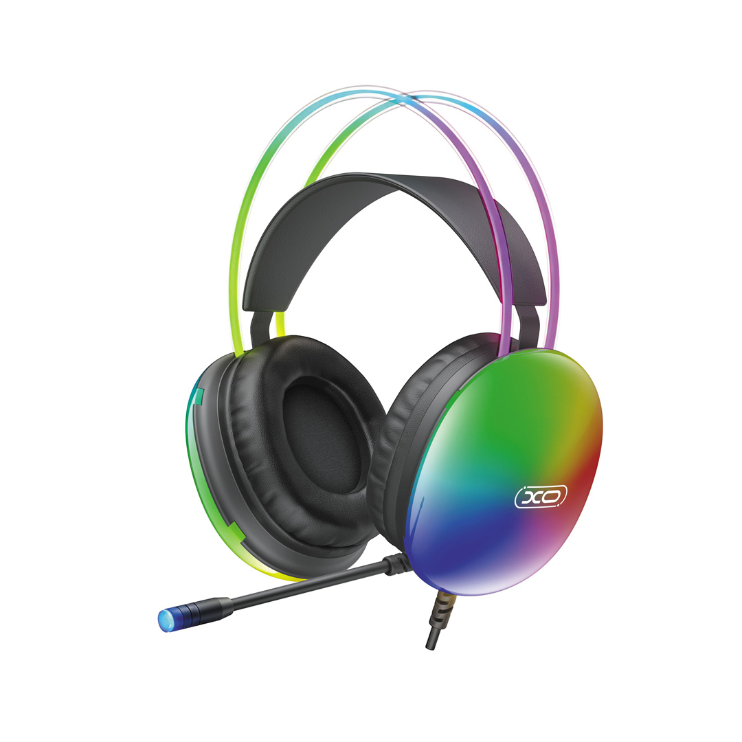 XO juhtmega kõrvaklapid GE11 jack 3,5mm - USB-A must RGB mikrofon